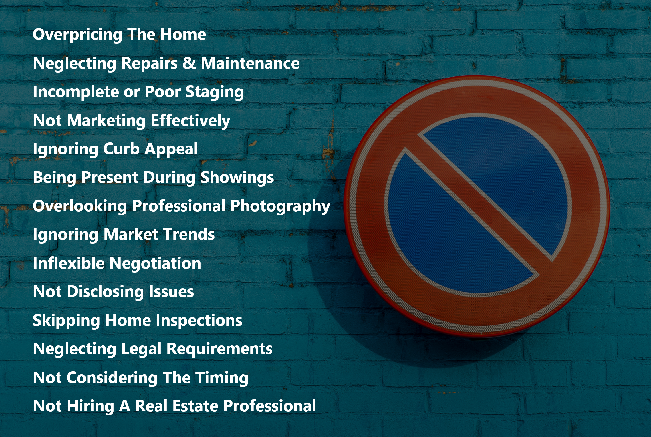 an infographic depicting all the common mistakes homeowners make while selling their home. 